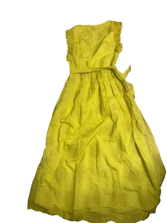 kate spade Lemon-Green Sleeveless V-Neck Maxi Dress with Tie Waist - Picture 3 of 5